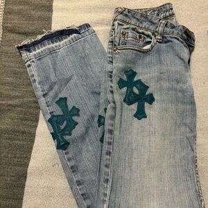 Hand stitched custom made cross jeans